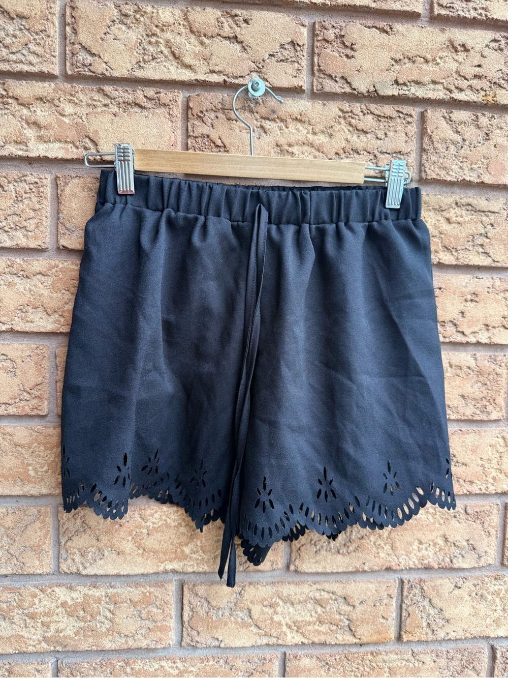 4/$25 • SHEIN Black Eyelet Embroidery Scalloped Hem Shorts